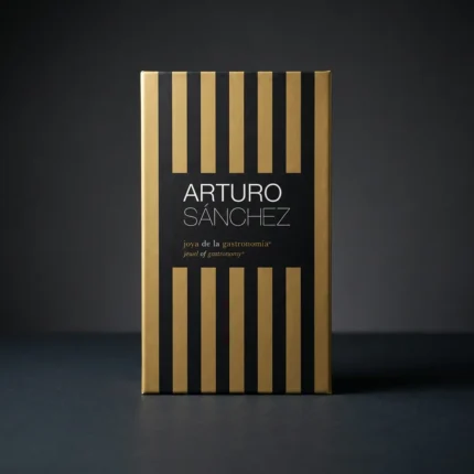 Tasting Box Arturo Sánchez, crna poklon kutija sa zlatnim prugama i logotipom proizvođača