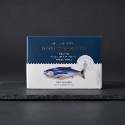 Pakiranje od 90g vrhunskog proizvoda tuna Bonito del Norte Don Bocarte na tamnoj podlozi