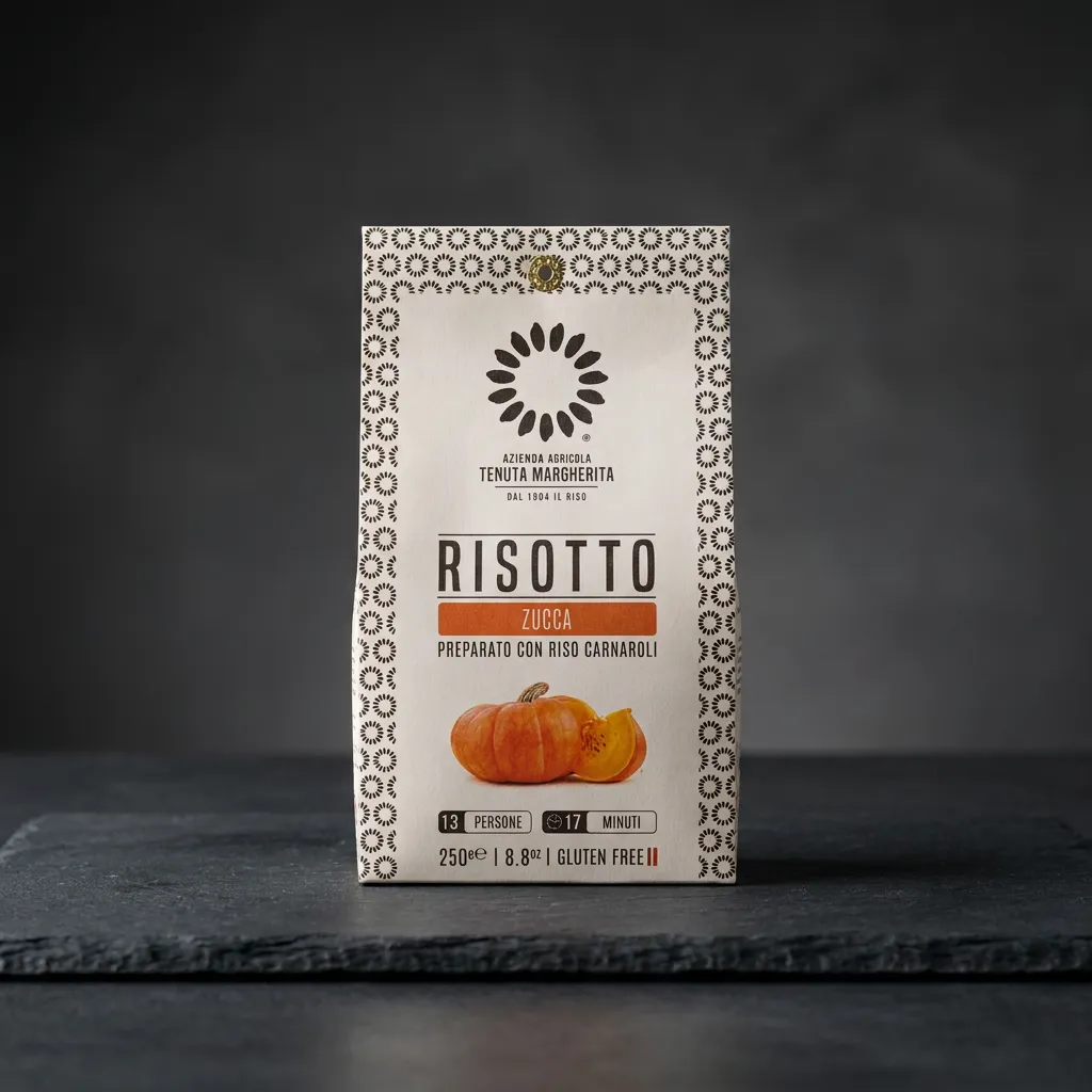 Riso Margherita rižoto od bundeve Carnaroli 250 g Pakiranje vrhunskog rižota s bundevom robne marke Riso Margherita od 250 g