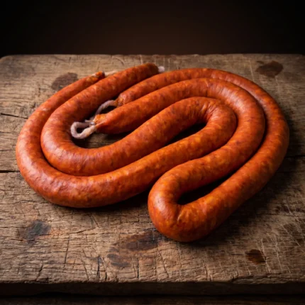 Txistorra iberico na drvenoj dasci.