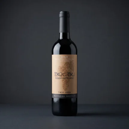 Boca mladog španjolskog crnog vina Txogitxu Rioja Alavesa Maceración Carbónica na tamnoj podlozi
