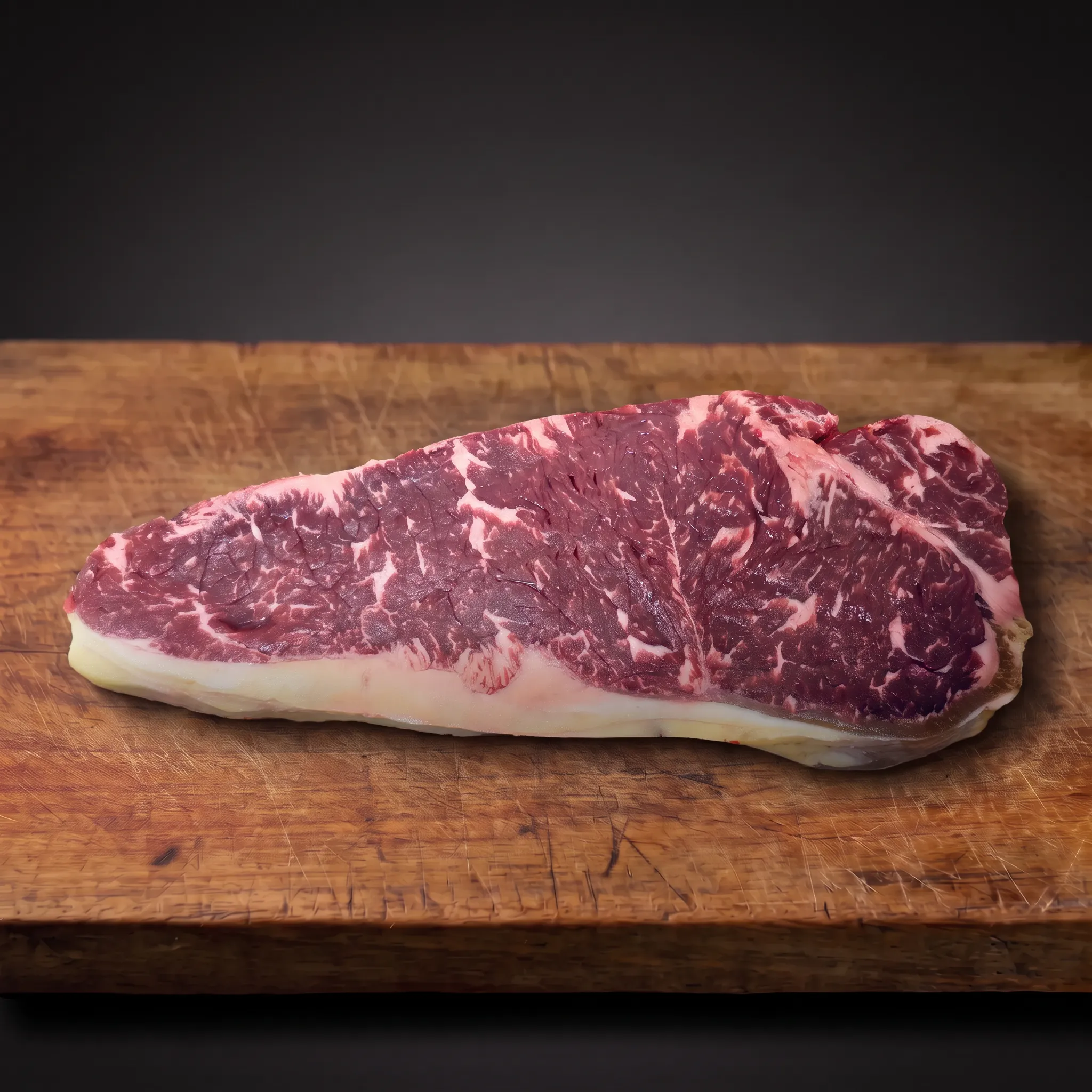 vergara-buey-striploin Sirovi Miguel Vergara buey striploin na drvenoj dasci