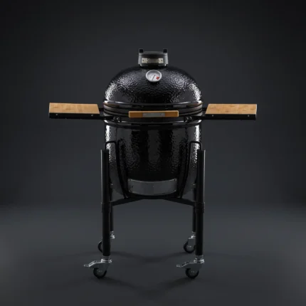 Monolith ONE.55 crni keramički Kamado roštilj sa stalkom, kotačima i bočnim policama od bambusa